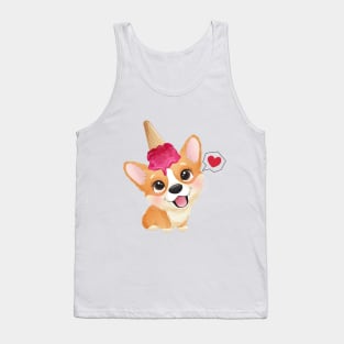 cute little corgi with ice cream tshirt Tank Top